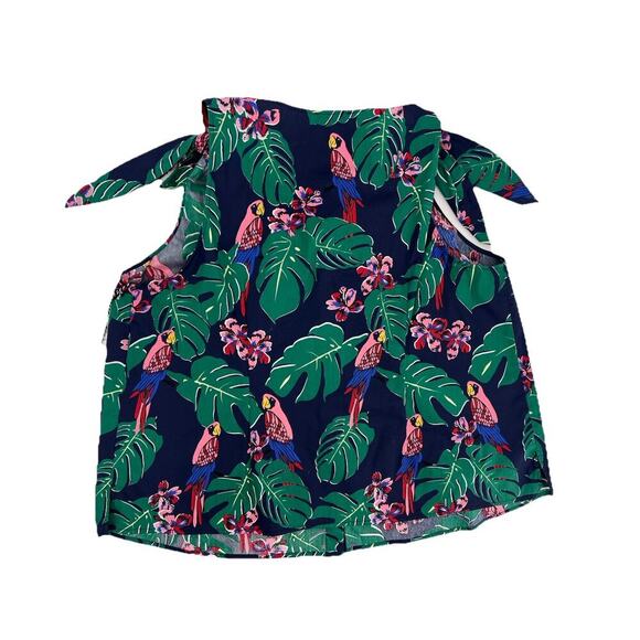 Draper James X ELOQUII Cotton Button-Down Top Sleeveless Parrots Tropical 18 NWT - Picture 8 of 12